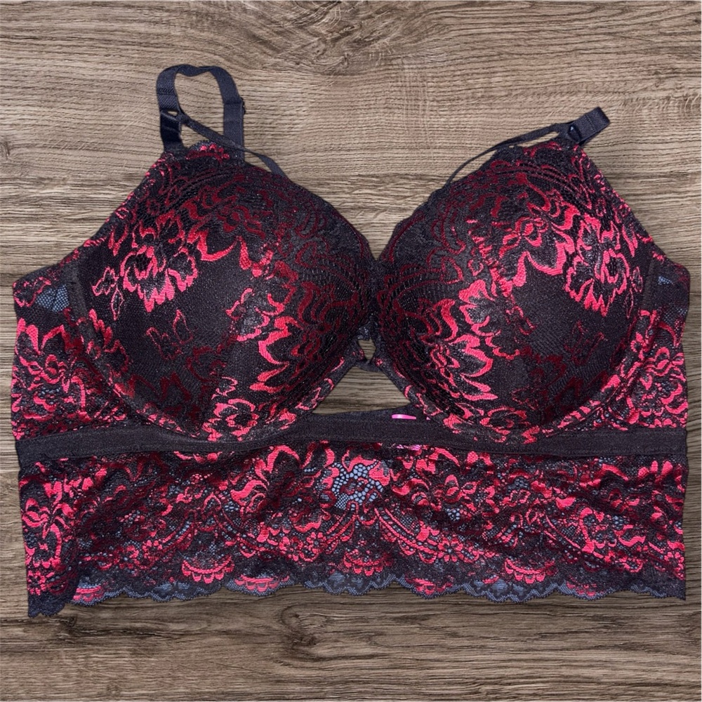Lasenza Elegant Lace Bralette in Black and Red